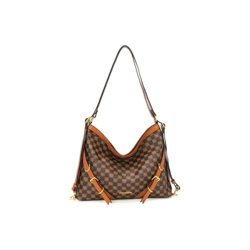 LUCKY DIAMOND PVC через плечо двойная сумка на плечо стандартная женская кофейного хаки цвета