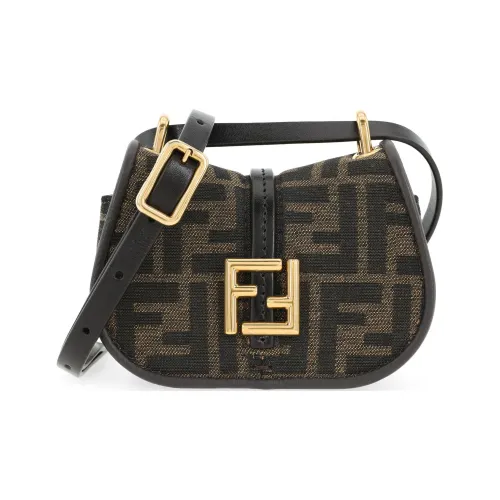 FENDI Телячья кожа Сумка через плечо Extra Mini Женская Коричневая