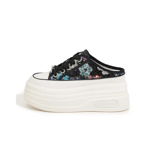 Milan Love Song Блестки Быстросохнущие Устойчивые к истиранию Тихие Тапочки Женские Черные