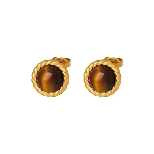 Серьги Exhibition с камнем тигровый глаз женские