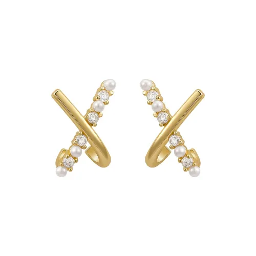 KING OF BLING Сплав Циркон Искусственная жемчужина Серьги-гвоздики Женские