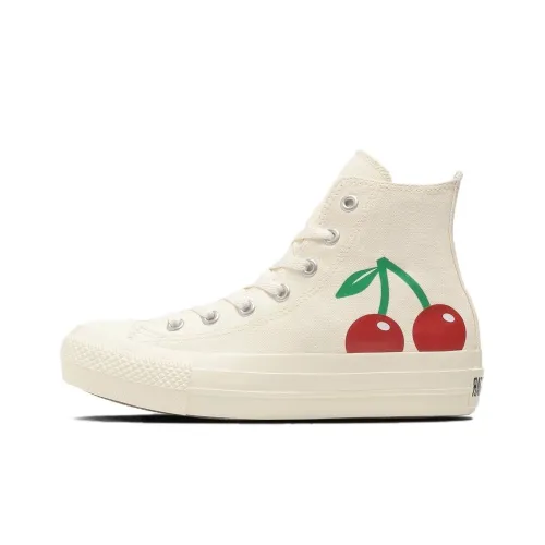 Конверс All Star Plts Cherryprint HI Устойчивые к истиранию высокие кеды Женские Экрю Японская версия