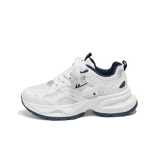 Warrior Low Топ Толстая подошва Кроссовки Унисекс Белый Темно-синий