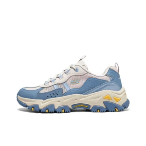 Skechers Износостойкий Дышащий Увеличивающий Высоту Низкий Топ Повседневная Обувь Женская Синий Бежевый