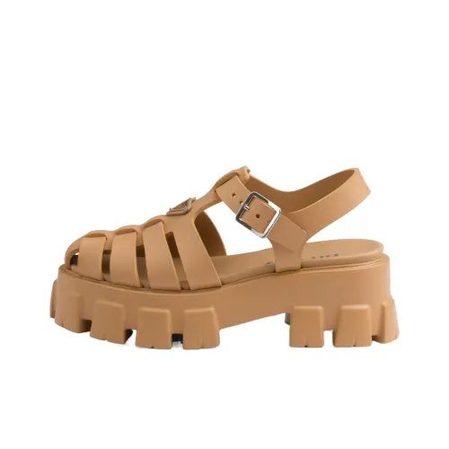 PRADA Rubber Monolith Beach Sandals Women's Yellow PRADA Резина Monolith Пляжные Сандалии Женские Желтые