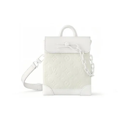 LOUIS VUITTON Steamer Кожаная отделка Маленькая коробка Сумка Сумка через плечо Сумка через плечо Нано Мужская Белая