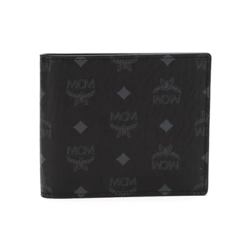 MCM Essential Visetos Origina Кошелек из кожи с пэчворком и PVC маленький женский черный