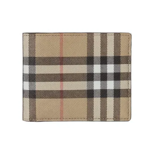 Burberry Винтаж Телячья кожа Двойной складной кошелек Мужской Архивный бежевый