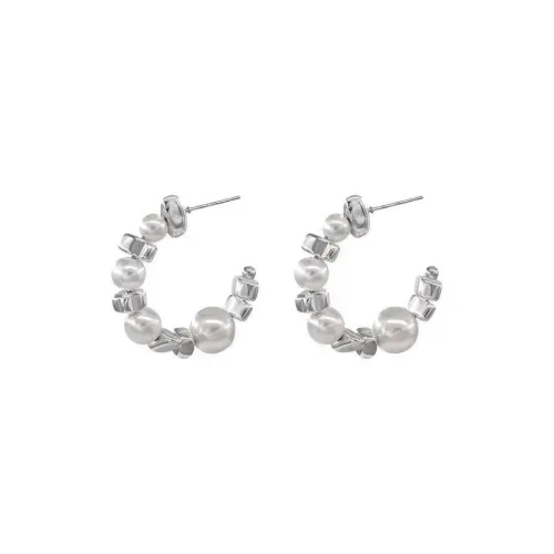 NATURALLYJOJO Медный Искусственная жемчужина Серьги Women's Silver Женские Bestie Аксессуары