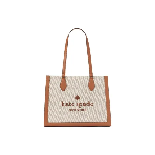Kate Spade Холст Тоут Сумка Сумка для покупок Холст Сумка Сумка на одно плечо Большая Женская Сумка цвета имбирного печенья