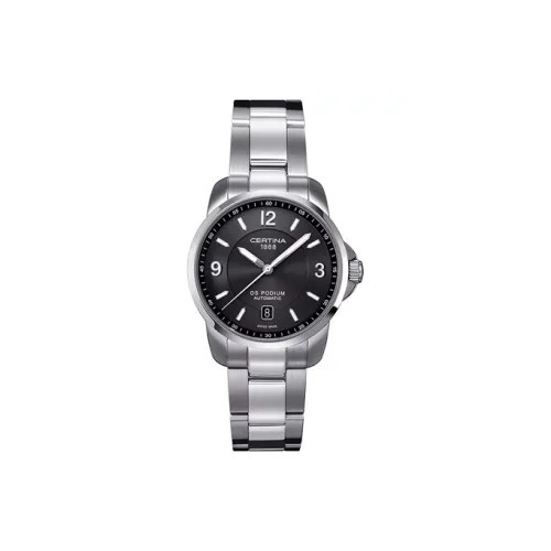 Certina Автоматический Механический Механизм Мужские Часы Часы 38 мм Черный Циферблат Корпус из Нержавеющей Стали Ремешок из Нержавеющей Стали