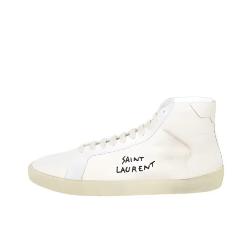 SAINT LAURENT Высокий Топ Стильный Скейтбординг Мужской Белый Потертый