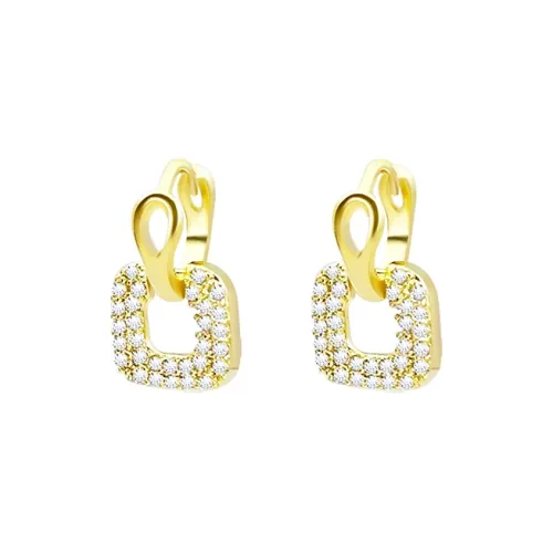 Yi Can Гальванизированное Золото Окисленный Кубический Цирконий Серьги-гвоздики Женские