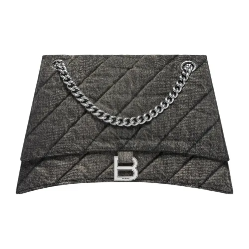 Balenciaga Crush Выстиранный Деним Сумка через плечо Женская Черная
