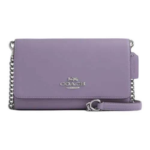 COACH Утонченный Телячья кожа Сумка через плечо Маленькая Женская Серебряный и Светло-фиолетовый
