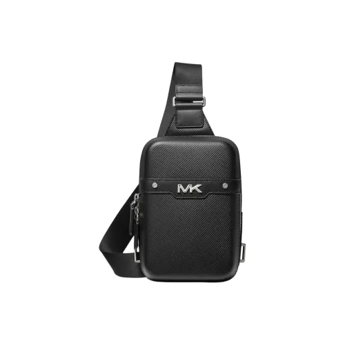 MICHAEL KORS Сумка через плечо из коровьей кожи с текстилем средний размер мужская черная