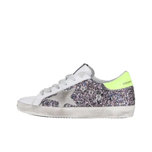 Golden Goose Супер Звезда Скейтборд Кроссовки Низкие Белые с Блестками Женские