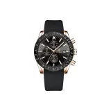 Золотой корпус, черный циферблат, резиновый ремешок, стиль