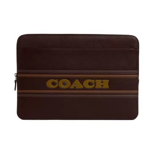 COACH Кожа Ноутбук Сумка Большая Мужская Бронза с Махагони