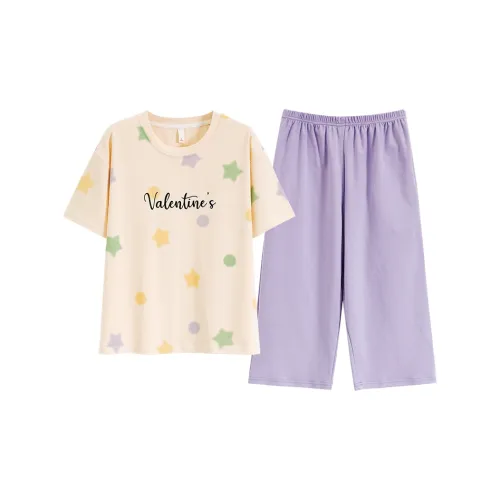 Pretty Lady Пижамный комплект женский абрикосовый и фиолетовый