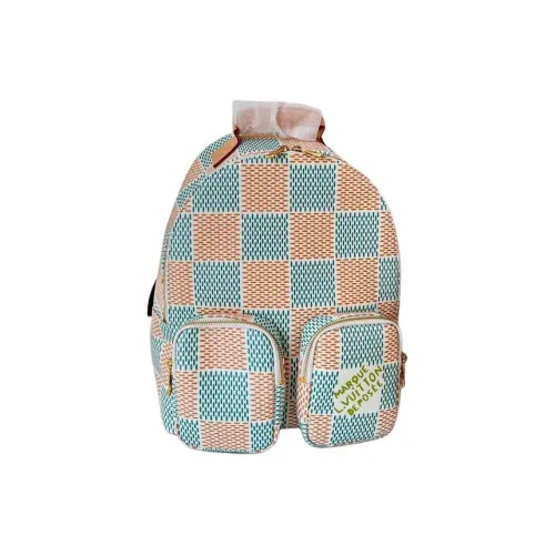 LOUIS VUITTON Multipocket Покрытый холст Рюкзак Женские Синий Апельсин