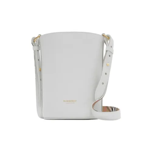 Burberry с рельефным узором Телячья кожа Ведрообразная сумка Сумка Сумка через плечо Маленькая Сумка через плечо Женская Белая