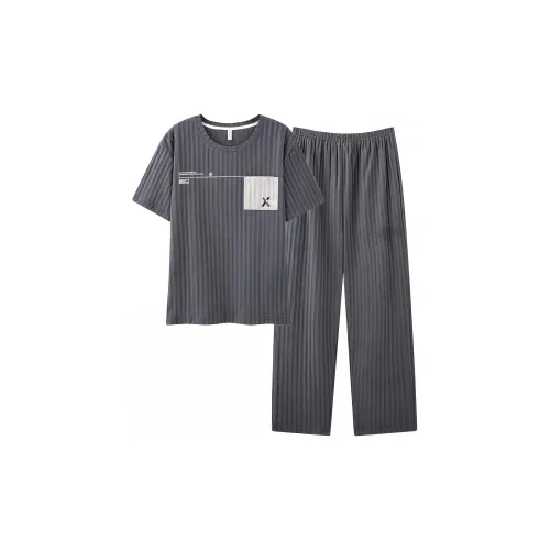 CAIHENGTONG Пижамный комплект Мужской Темно-серый