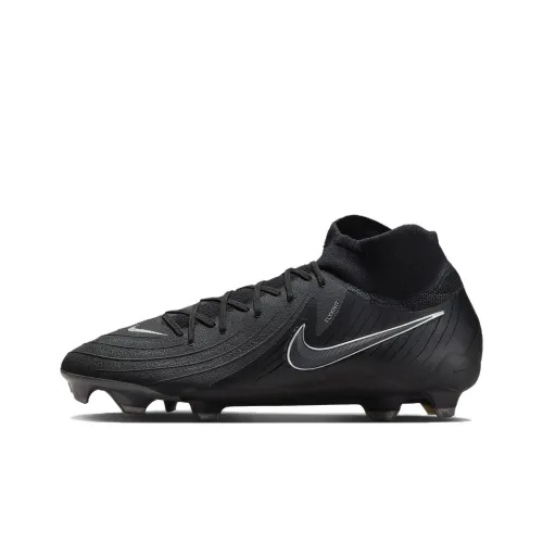Nike Phantom Luna 2 HG Твердый Ground Shock Absorbers Slip-resistant Футбольные бутсы Унисекс Черный