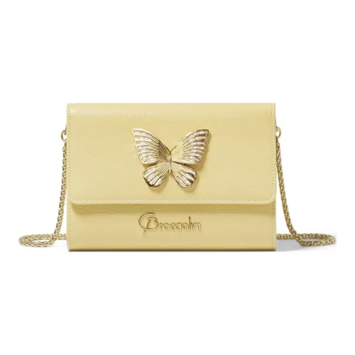 Braccialini Ткань с кожаными вставками через плечо клатч женский желтый
