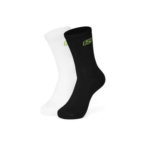 Skechers 2 шт Белый + Угольно-черный Унисекс MID Носки до икры