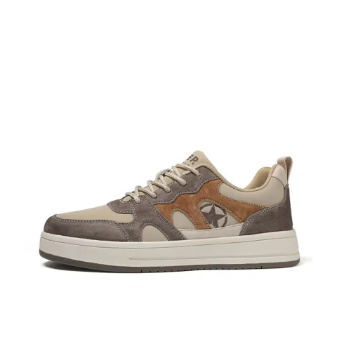 JEEP SPIRIT Легкий и Износостойкий Низкий Топ Скейтборд Кроссовки Мужские Бежево-Коричневые