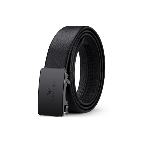 WilliamPOLO Ремни из коровьей кожи Мужской Черный с внутренним завитком волос 3,5 см Ширина