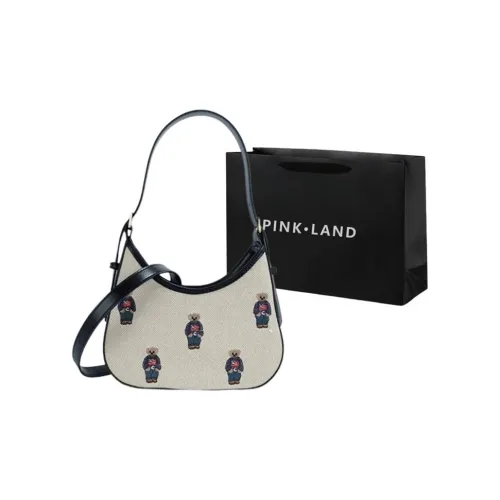 PINK·LAND ПУ (полиуретан) Багетная сумка Сумка на плечо Стандартная Женская Экрю хаки