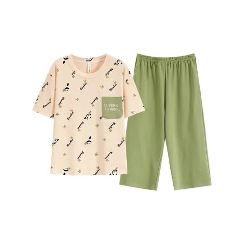 Pretty Lady Пижамный комплект женский абрикосовый зеленый