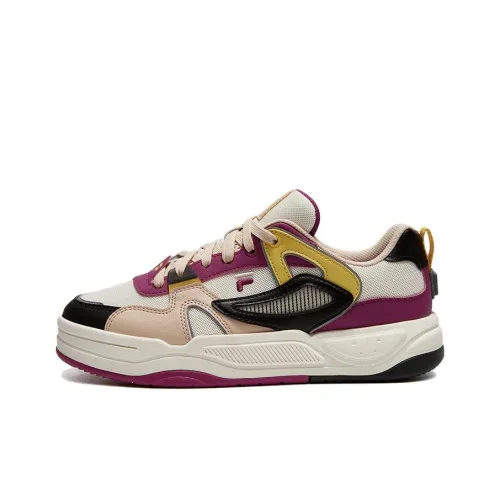 FILA FUSION BANK II Амортизация Износостойкие Низкие Кроссовки для Скейтбординга Женские Бежево-фиолетовые Черные