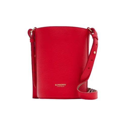 Burberry Рельефная Телячья Кожа Ведрообразная Сумка Сумка через плечо Сумка через плечо Маленькая Женская Ярко-Красная