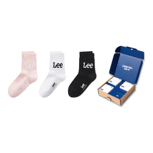 Lee 3 шт Розовый+Белый+Черный Унисекс MID Носки до икры