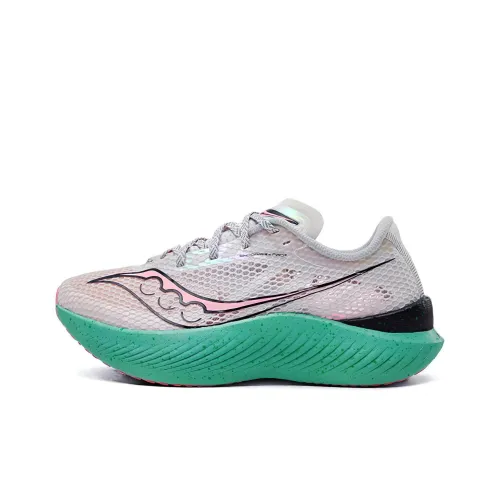 Saucony Endorphin Pro 3 Противоскользящие Устойчивые к истиранию Низкий Топ Беговые кроссовки Женские Светло-серый Розовый