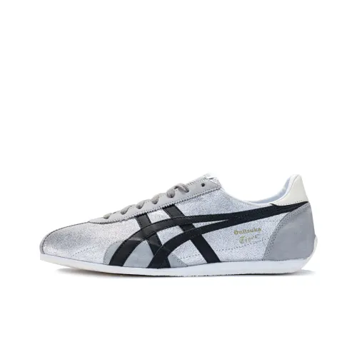 Onitsuka Tiger Runspark Амортизация Низкий Топ Марафон Беговые кроссовки Унисекс Серебристый Черный