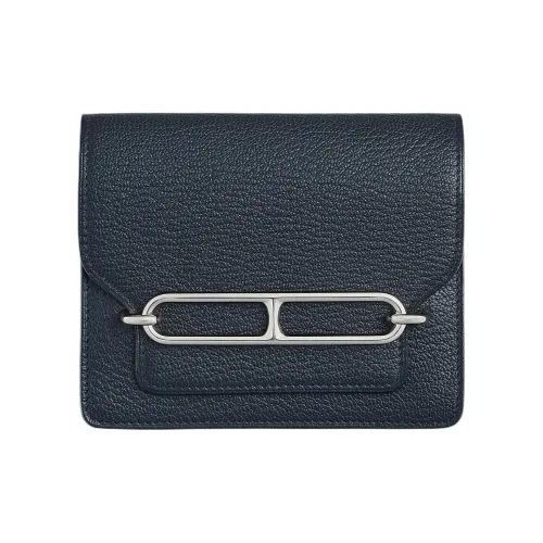 HERMES Roulis Mysore Шевро Свиной нос Бананка Мелочь Кошелек Кошелек Женские Z7 BLEU Океанический Глубокий морской синий