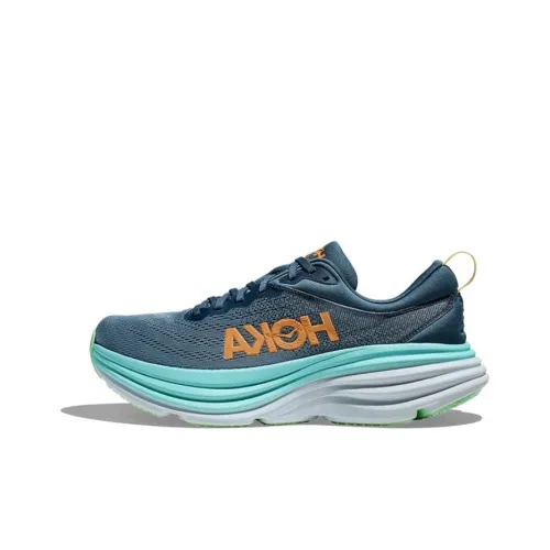 HOKA ONE ONE Bondi 8 Slip-resistant и дышащие низкие беговые кроссовки для мужчин синие