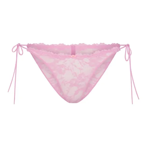 SKIMS Эластичный Кружево Галстук Боковая сторона Бикини Нижнее белье Женские 1 шт Хлопковая конфета Хлопковая конфета