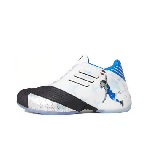 Adidas T Mac 1 Амортизаторы Устойчивые к износу Противоскользящие MID Топ Баскетбольные кроссовки Мужские Белый Синий