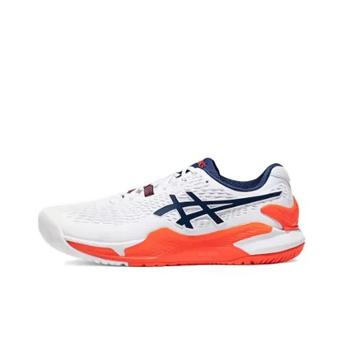 Asics Gel Resolution 9 Low Топ Теннисные Кроссовки Мужские Белые Синие