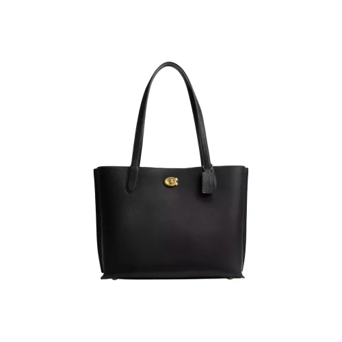COACH Willow Полированная кожа с эффектом галечного покрытия сумка-тоут сумка для покупок сумка через плечо сумка женская черная