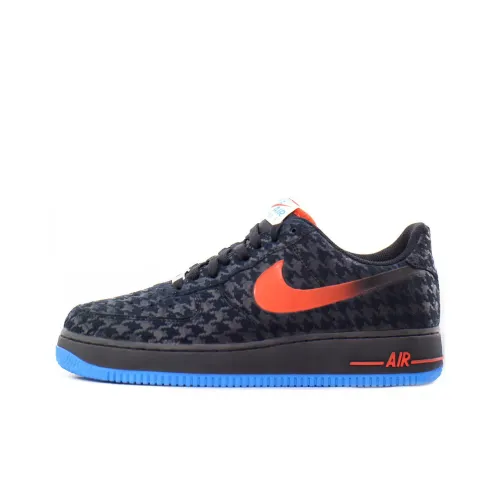 Nike Air Force 1 Houndstooth Покрытие против скольжения Низкий топ Скейтборд Кроссовки Мужские Черный Синий Оранжевый