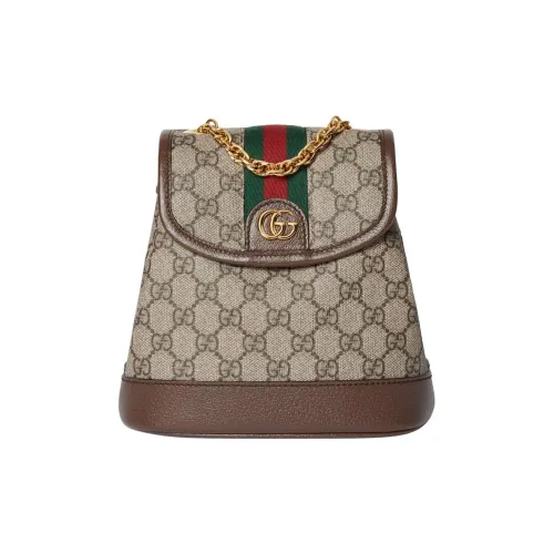 GUCCI Ophidia GG Supreme Холст Рюкзак Мини Женский Эбеновый Бежевый