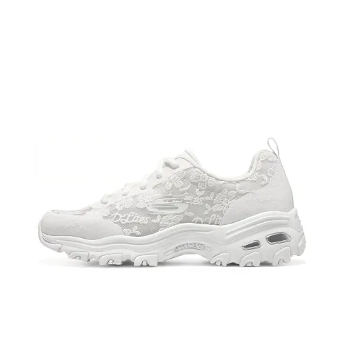 Skechers D'LITES 1,0 Low Топ Толстая подошва Кроссовки Женские Белые