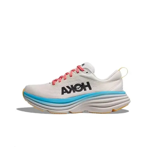 HOKA ONE ONE Bondi 8 Беговые кроссовки Низкий топ Шампанский белый/Pool Синий Женские