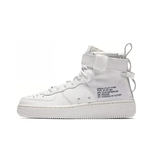 Nike Air Force 1 Нескользящий Легкий MID Скейтбординг Топ Кроссовки Женские Чисто Белый
